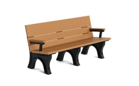 Benches — recycled plastic cedar-tone ADA bench with black frame