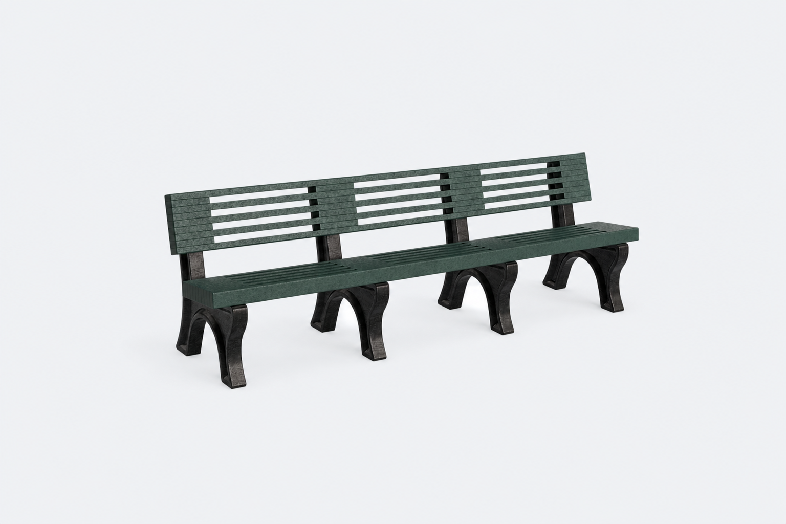 Benches — recycled plastic long bench in green with black frame