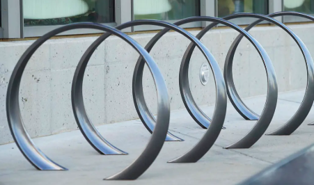 Bike Racks — commercial loop racks on a plaza