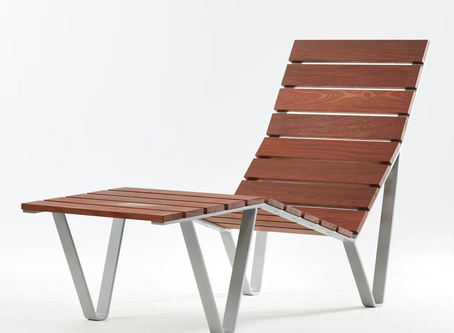Pool Furniture — chaise lounge LF1 with wood slats and metal frame