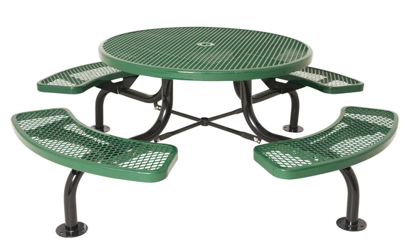 Picnic Tables — Round expanded metal picnic table P-UL2