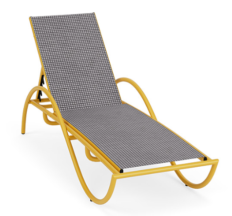 Pool Furniture — P-LC-4 sling mesh chaise with yellow frame