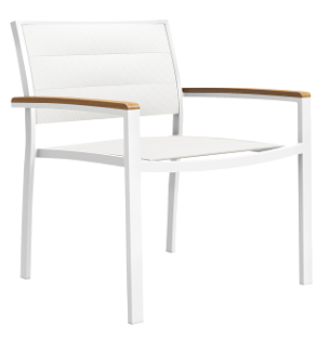 Pool dining chair P-J-6 — matching white dining chair with wood armrests