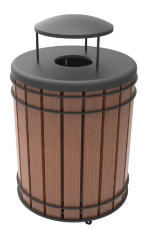 Litter Receptacles — IPE Wood, most durable of hardwoods through years of harsh weather.