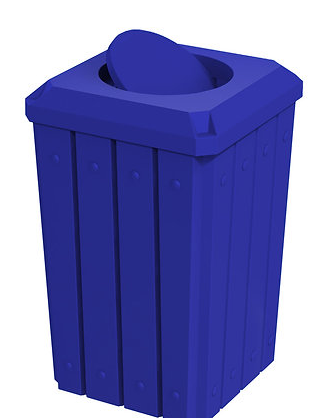 Litter Receptacles — PL-KC2 blue square receptacle with swing lid