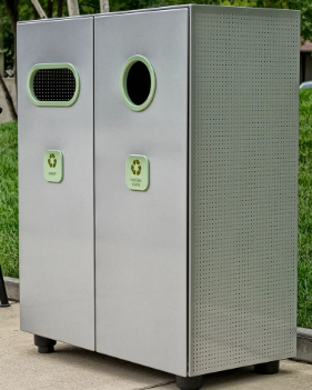 Litter Receptacles — PL-LF2 dual-stream stainless recycling unit