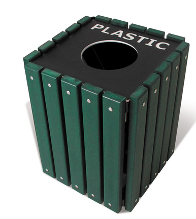 Litter Receptacles — PL-UL-S2 green plastic recycle receptacle