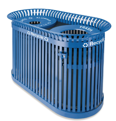 Litter Receptacles — PL-VS6 blue dual-stream recycle receptacle