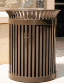 Litter Receptacles — PL-VS8 bronze flared-slat receptacle